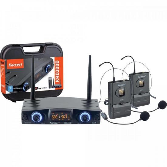 Microfone Headset Duplo Sem Fio Karsect K...