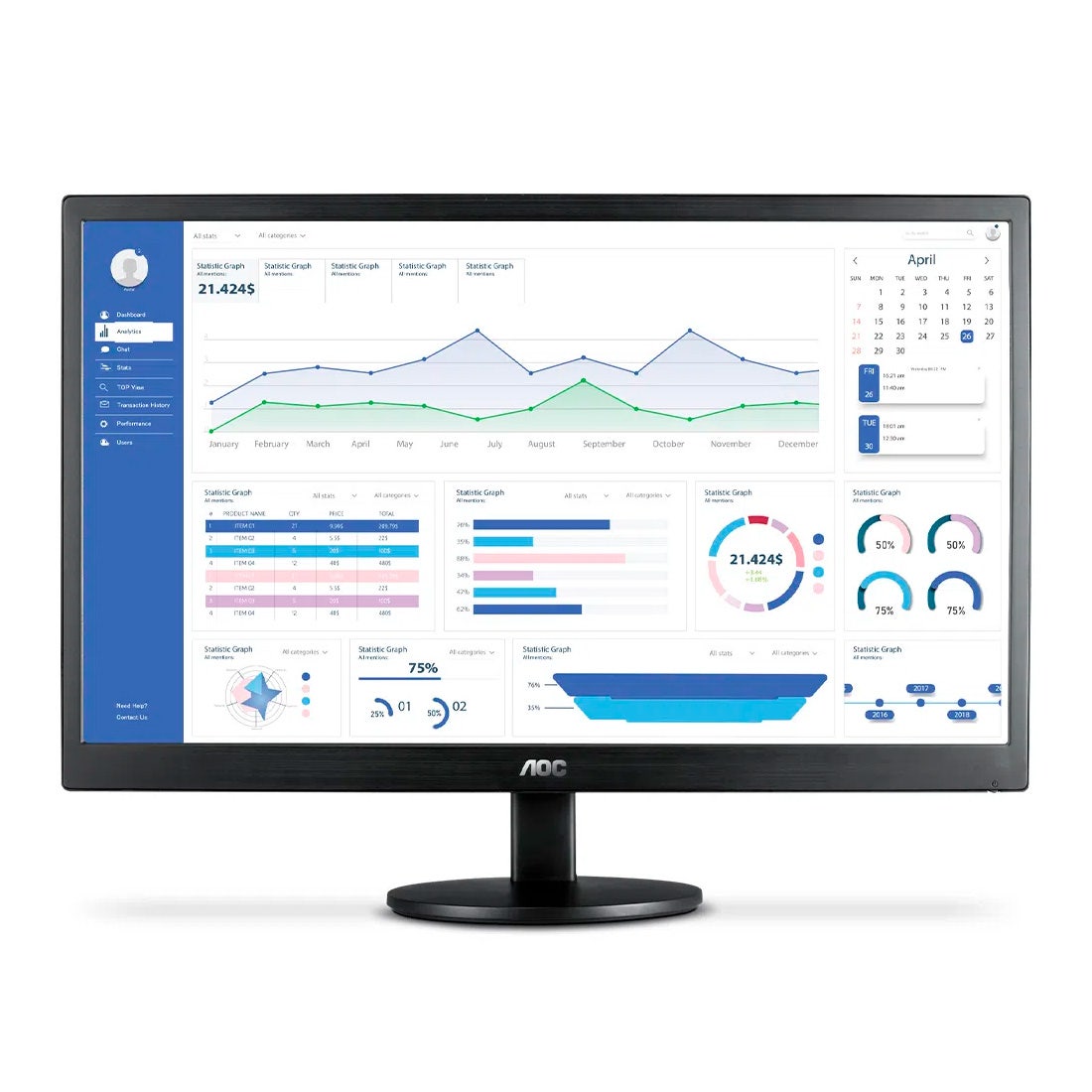 Monitor AOC 185 LED 60Hz HD VGA/HDMI - E9...