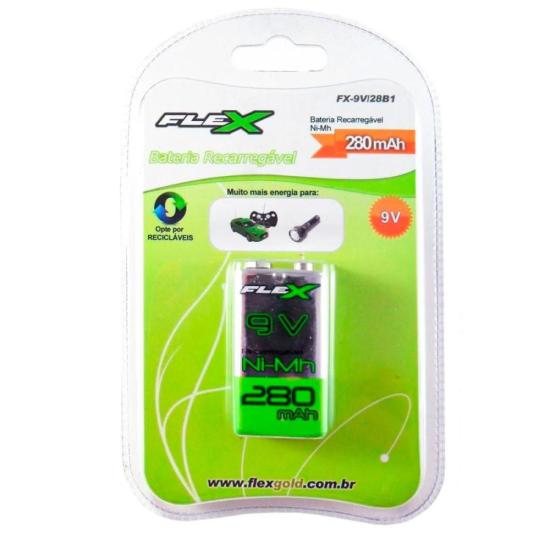 Bateria Recarregável 9V 280mAh (C/1 Bater...