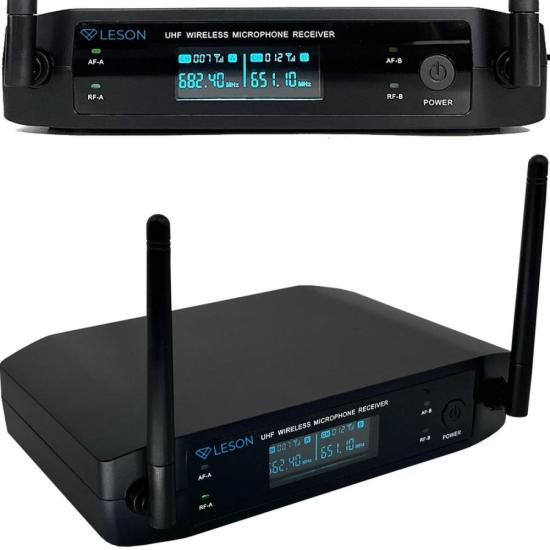 Sistema de Microfone Duplo Sem Fio Com He...